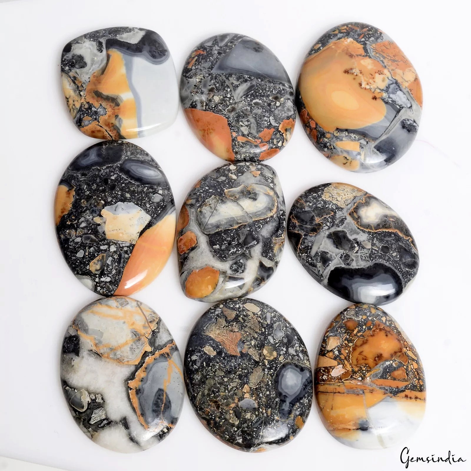 500 Ct Natural Untreated Magliano Jasper Mix Cabochon Loose Gemstone Lot 9 Pcs