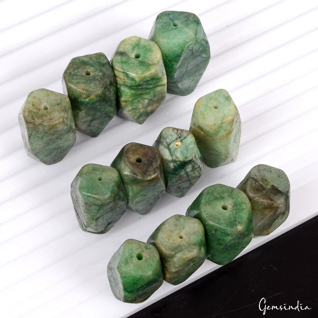 Emerald Beaded Strand, Color Enhanced, Green — 22mm to 27mm, 560 Ct, Brazil