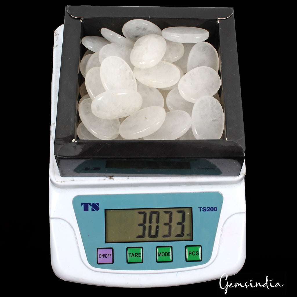 White Quartz Lot, Cabochon, Untreated — 45 Pieces, 32mm to 39mm, 3000 Ct
