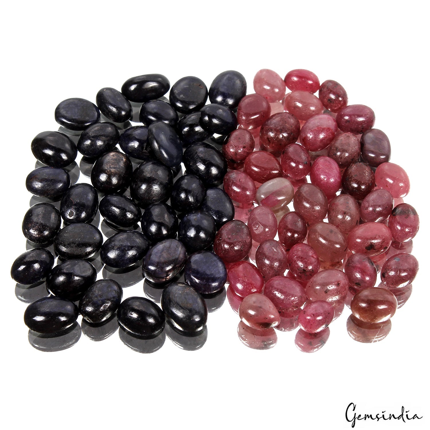 195.00 Ct Natural Red Ruby Blue Sapphire Oval Cab Jewelry Kind Gems Lot 70 Pcs