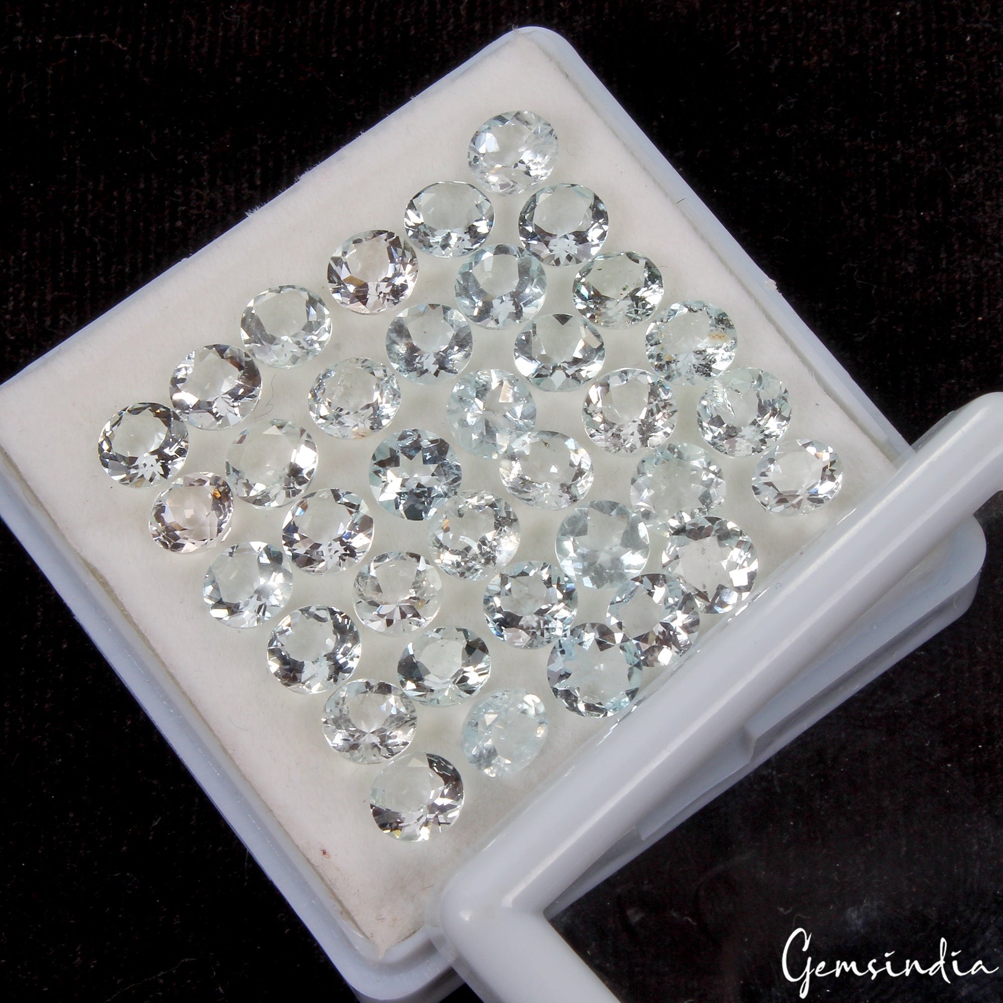 24.20Ct 36pcs Lot /6mm Round Natural Blue Aquamarine - Unheated, Brazil Gemstone