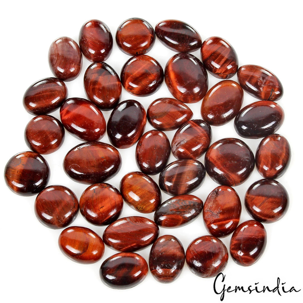 350 Cts/35 Pcs Natural Untreated Red Tiger Eye Oval Cab 14-20mm Loose Gemstones