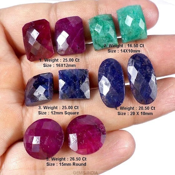 113.50 Ct Natural Multi Gems Mix Checker Cut Loose Gems Pair For Making Earrings