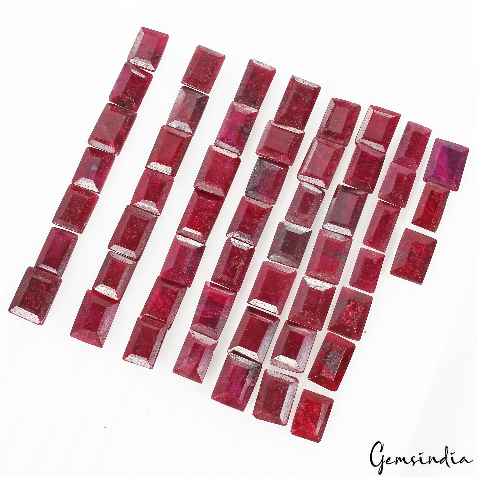 540 Ct/52 Pcs Natural African Red Ruby Loose Baguette Cut Loose Gems For Jewelry