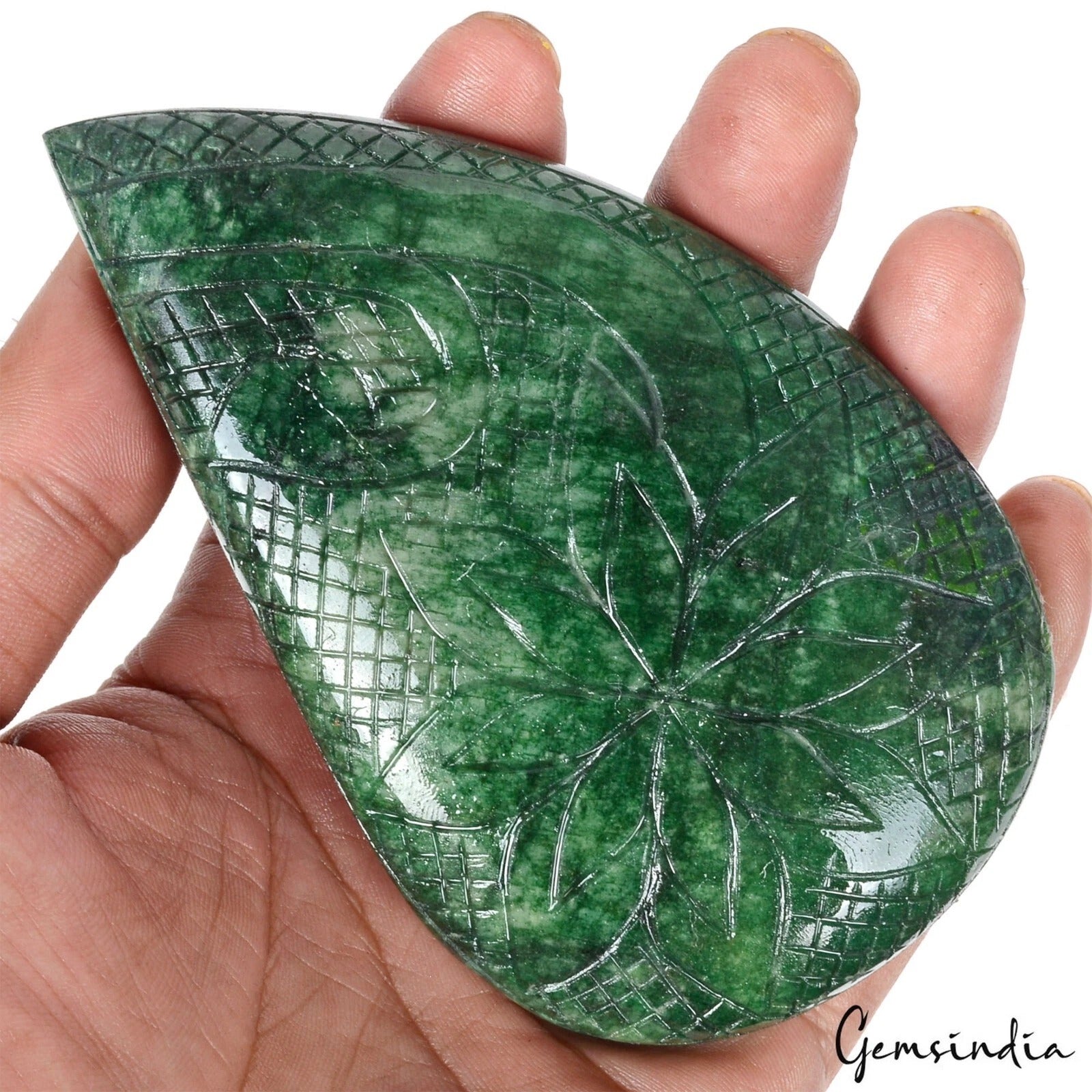 1170 Cts Natural Brazilian Green Emerald Leaf Shape Hand Carved Huge Loose Gem