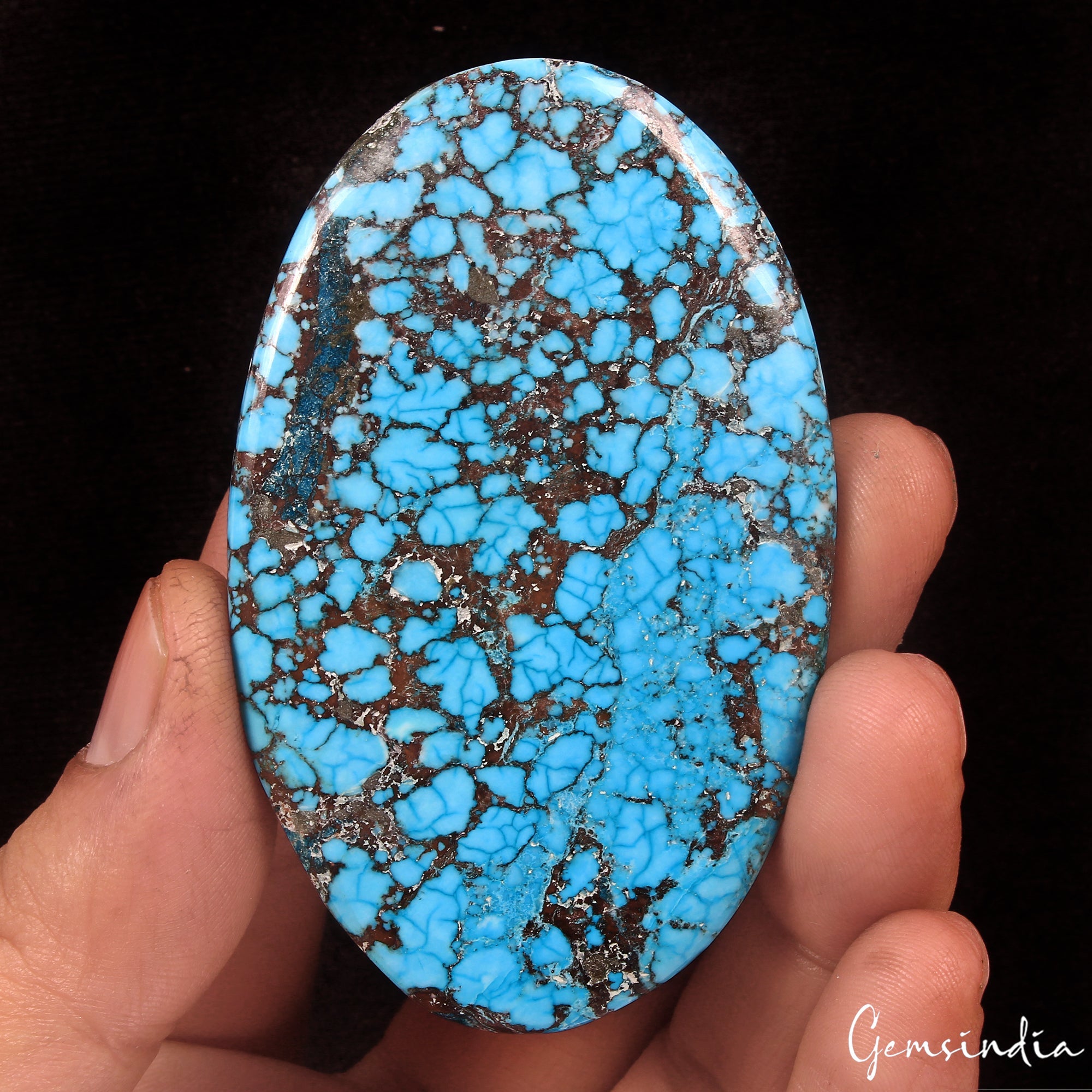 280 Ct Blue Spiderweb Turquoise Oval Cabochon Arizona Loose Huge Gems From U.S