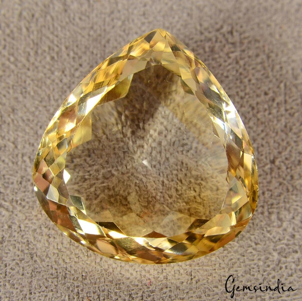 16.90 Cts Natural Brazilian Untreated Yellow Citrine Pear Faceted Cut Loose Gem