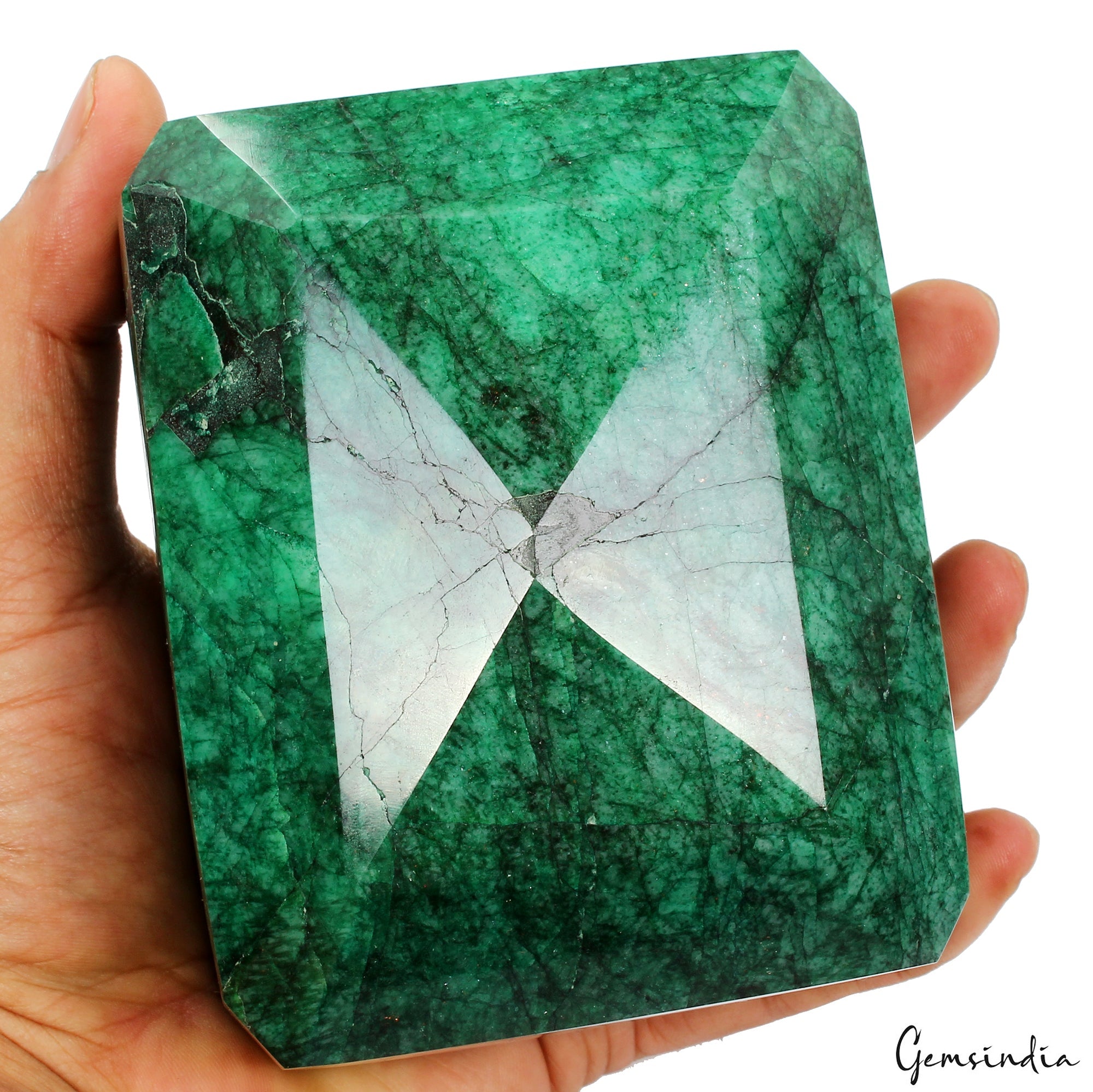 Huge 2 Kilo Natural Green Emerald Octagon Cut Earth mined Loose Gemstone, Brazil