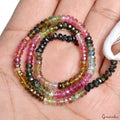 AAA+ 12.5"Natural Tourmaline Gemstone Multi Color Faceted 4mm Beads strand