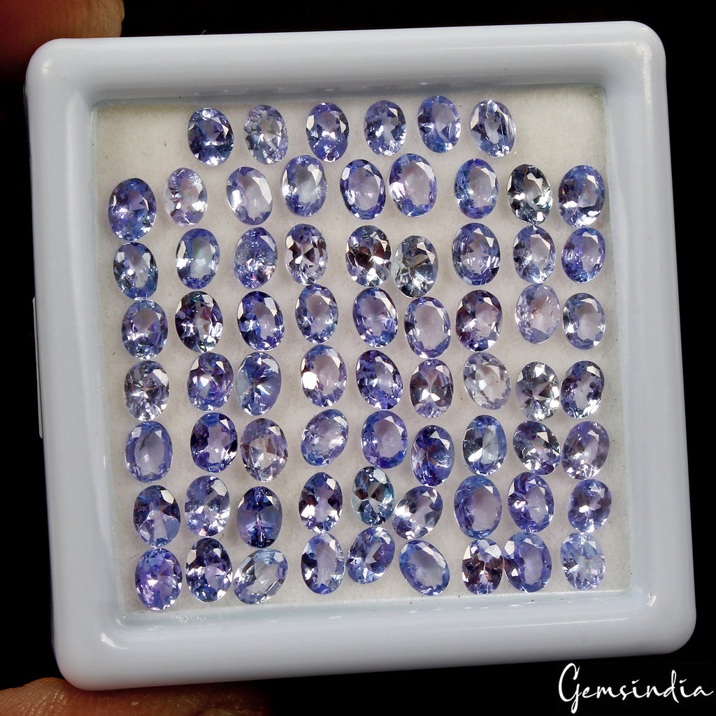 70 Pc Natural Blue Tanzanite Oval cut 4x3mm Loose Unheated Jewelry Gemstones Lot