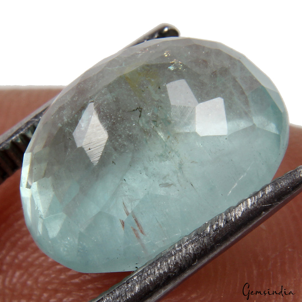 Certified 7.20Ct Green Santa Maria Aquamarine Gem From Brazil 100% Natural Color