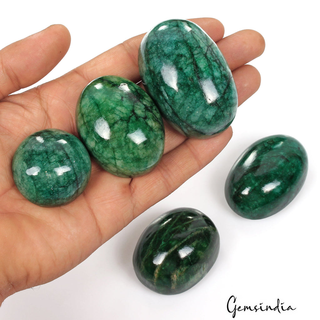 2060 Ct Natural Green Zambian Emerald Mix Cab Earth Mined Loose Gems Lot 5 Pcs