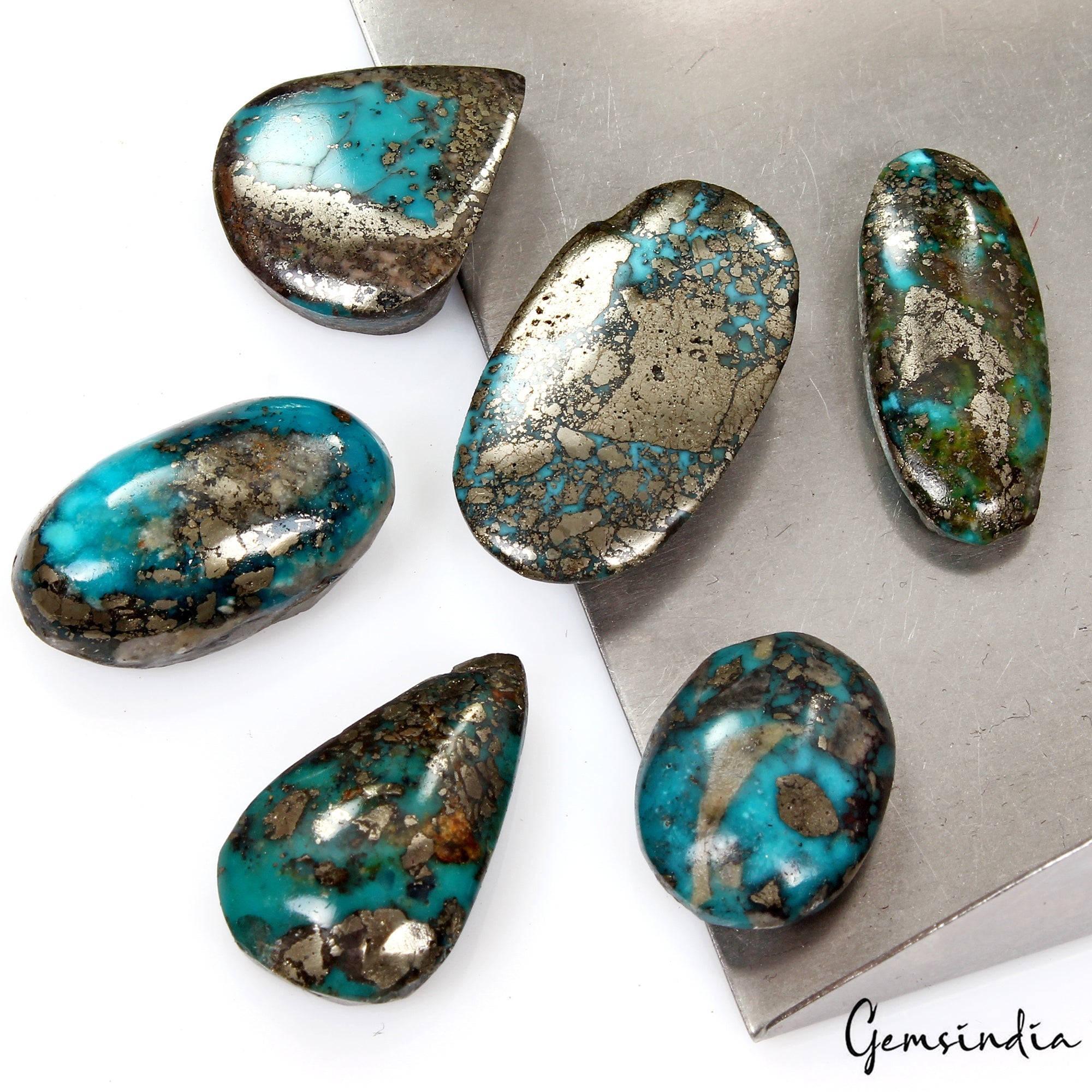 6 Pcs Natural Copper Turquoise Hand Cut Untreated AAA Quality Gemstones~ 40 Gm