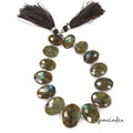 200 Ct/14 Pcs Natural Multi Shine Labradorite Gem Oval Cut Drill Beads Strand 9"