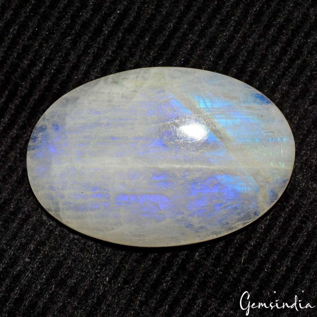 50.90 Ct Natural Untreated Blue Shine Moonstone Oval Cabochon Certified Gemstone