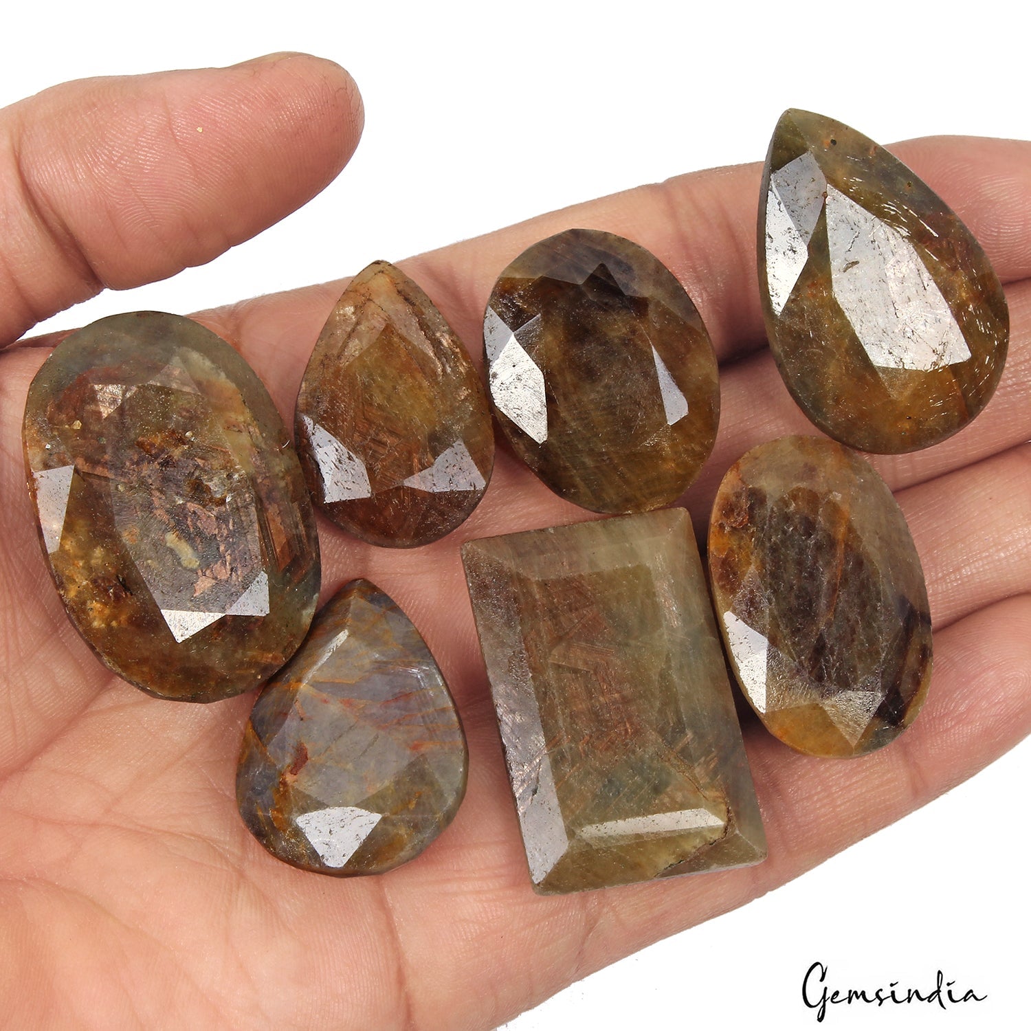 700 Ct Natural Untreated Brown Sapphire Mix Cut Faceted Loose Gemstone Lot 7 Pcs