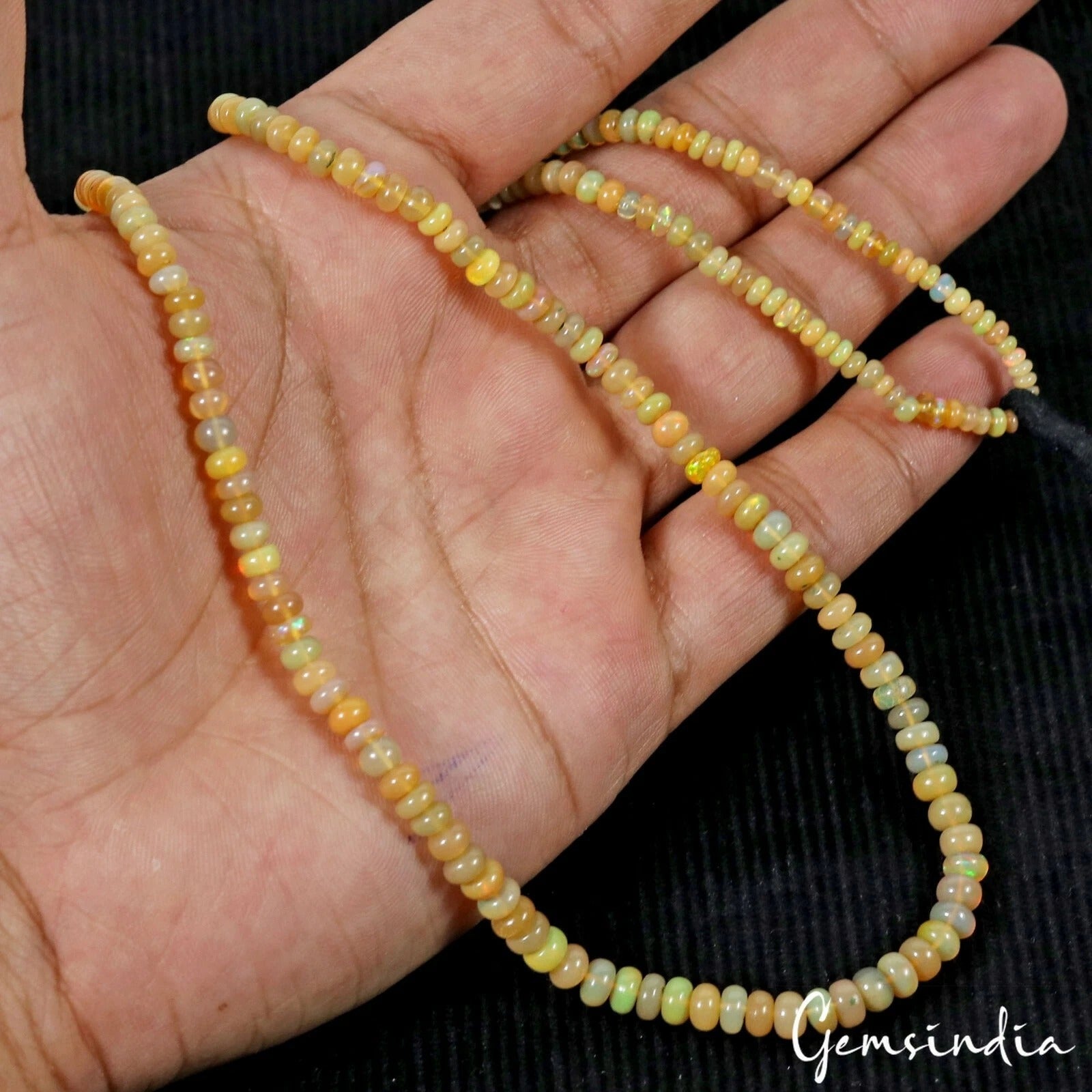 48.70Ct Natural Untreated Ethiopian Multi Shine Opal Round DrIll Bead Strand 20"