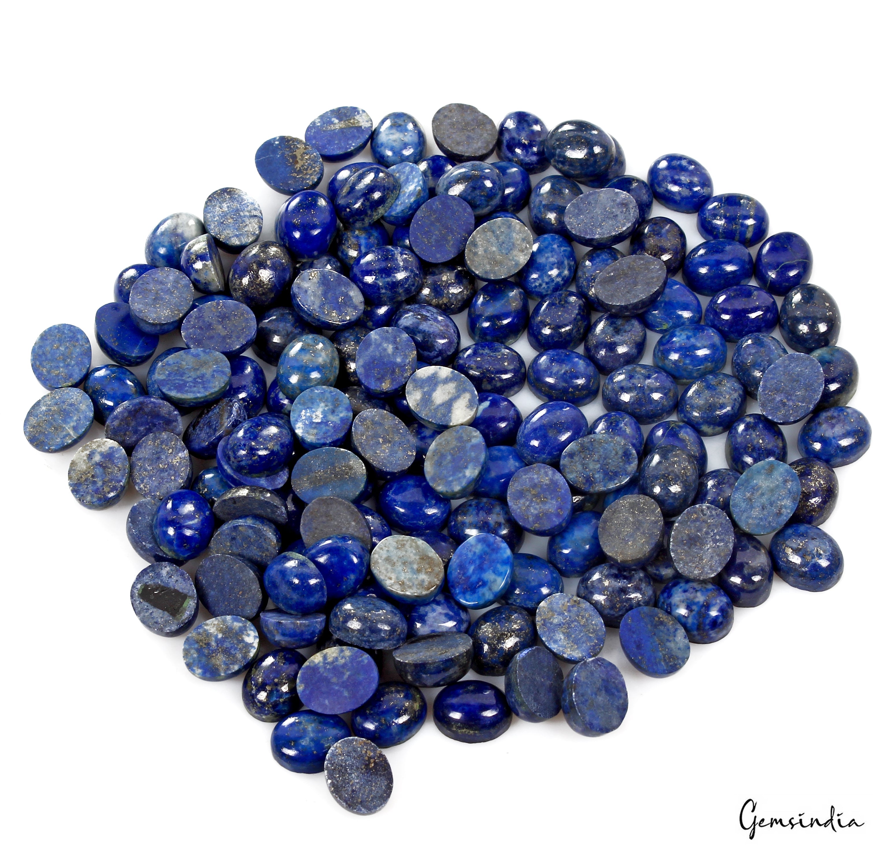 150 Pcs 10x8mm Natural Lapis Lazuli Gemstones Calibrated Oval Cab Wholesale Lot