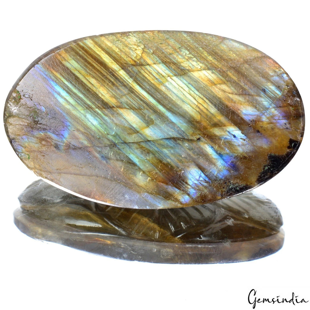 Natural Multi Fire Labradorite Carving Oval Cut Certified Gemstone Jewel 76.50Ct