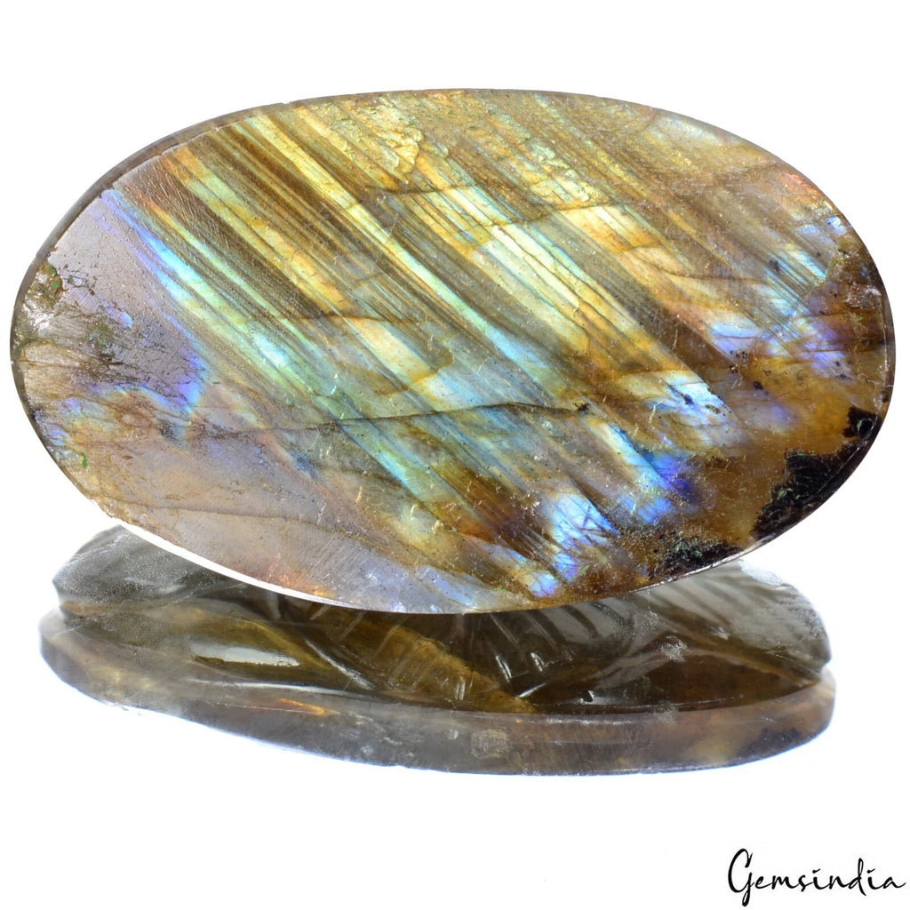 Labradorite Loose Gemstone, Untreated — 42x25x8 mm, 76.50 Ct
