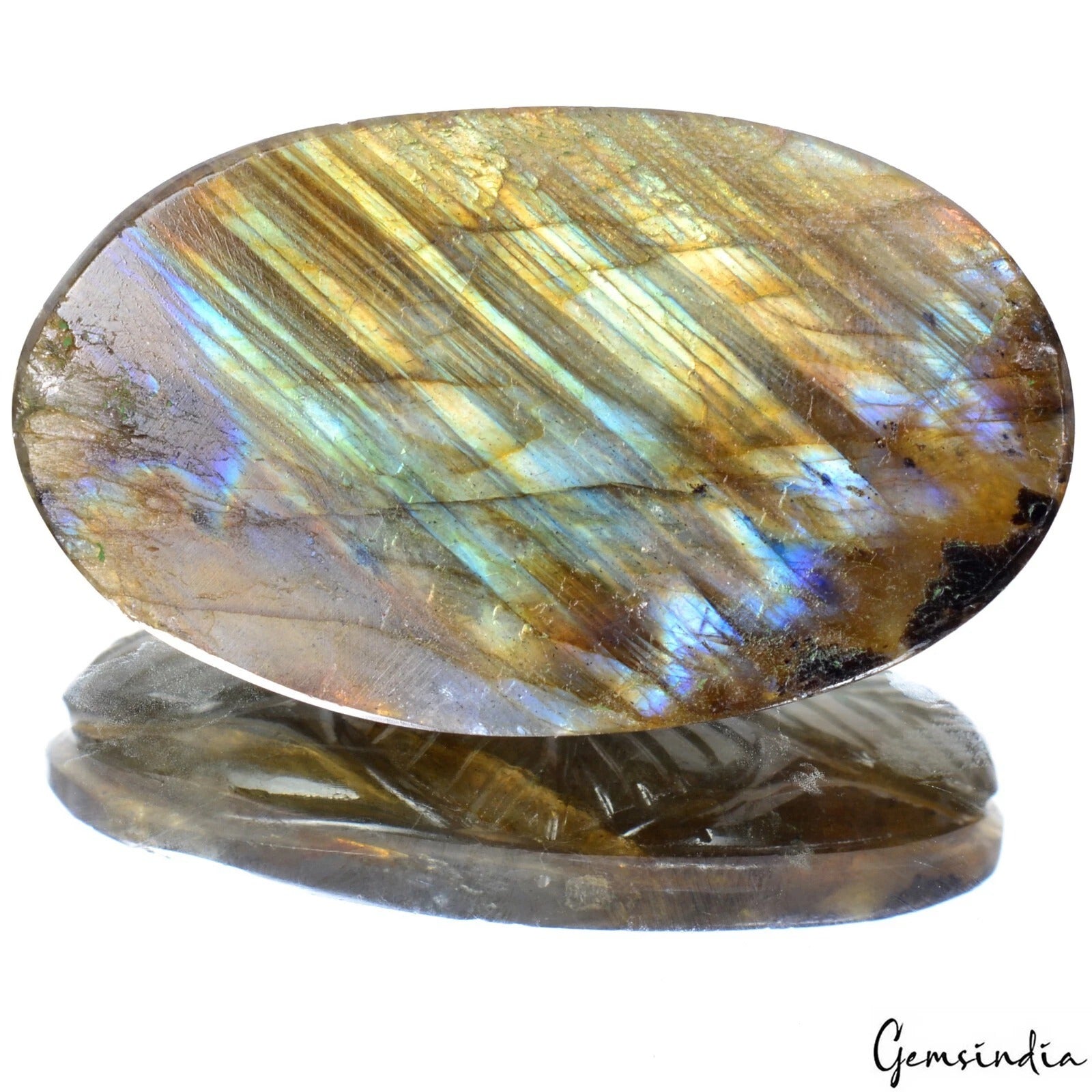 Labradorite Loose Gemstone, Untreated — 42x25x8 mm, 76.50 Ct