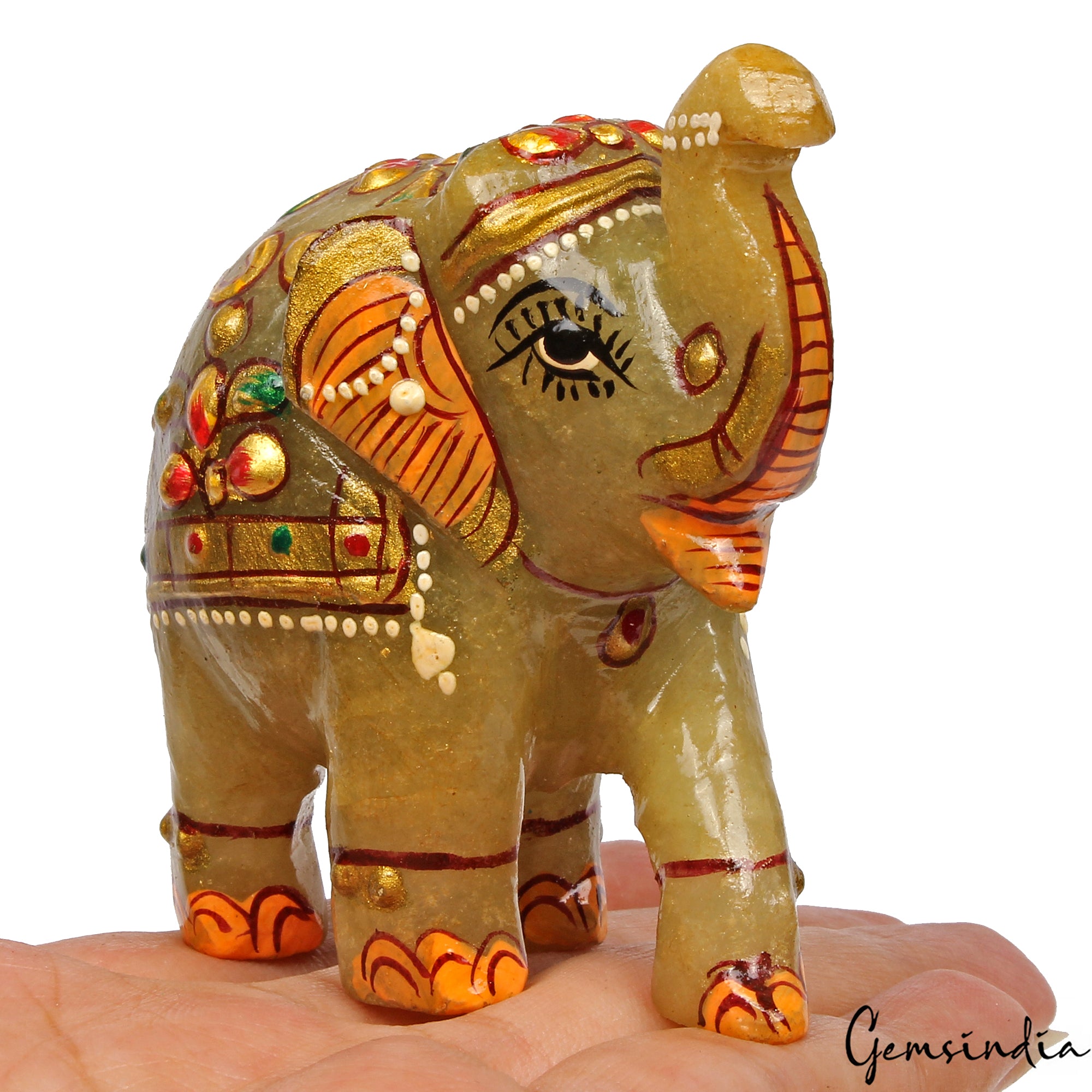 Aventurine Elephant Figurine, Untreated — 64x68x39 mm, 750 Ct, India