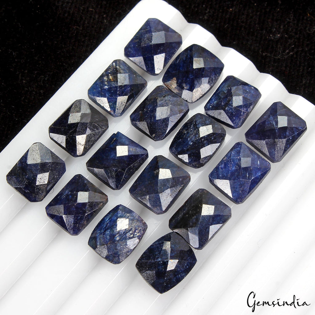 10-12mm Natural Blue Sapphire Octagon Checker Cut Loose Gemstones~77.00Ct/16 Pcs