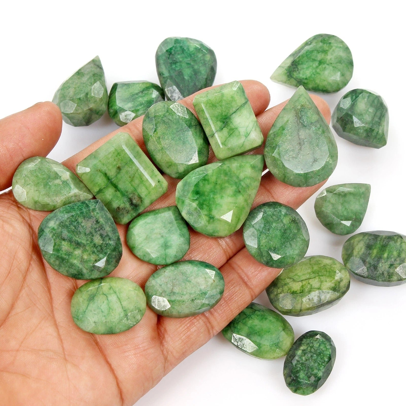 Emerald Lot, Loose Gemstone, Color Enhanced, Green — 21 Pieces, 22mm to 35mm, 1000 Ct, Brazil