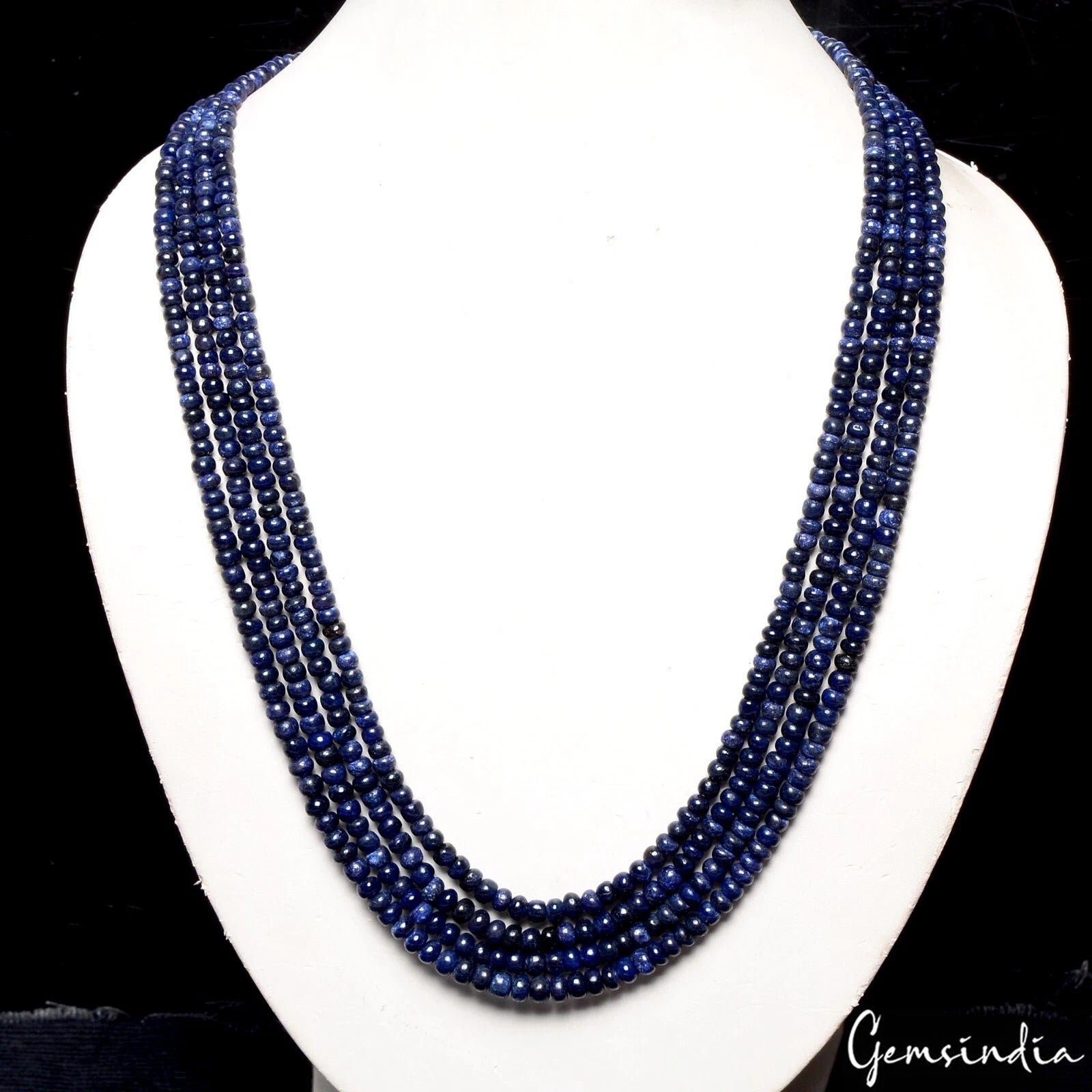 Blue Sapphire Necklace, Color Enhanced — 3mm to 5mm, 450 Ct