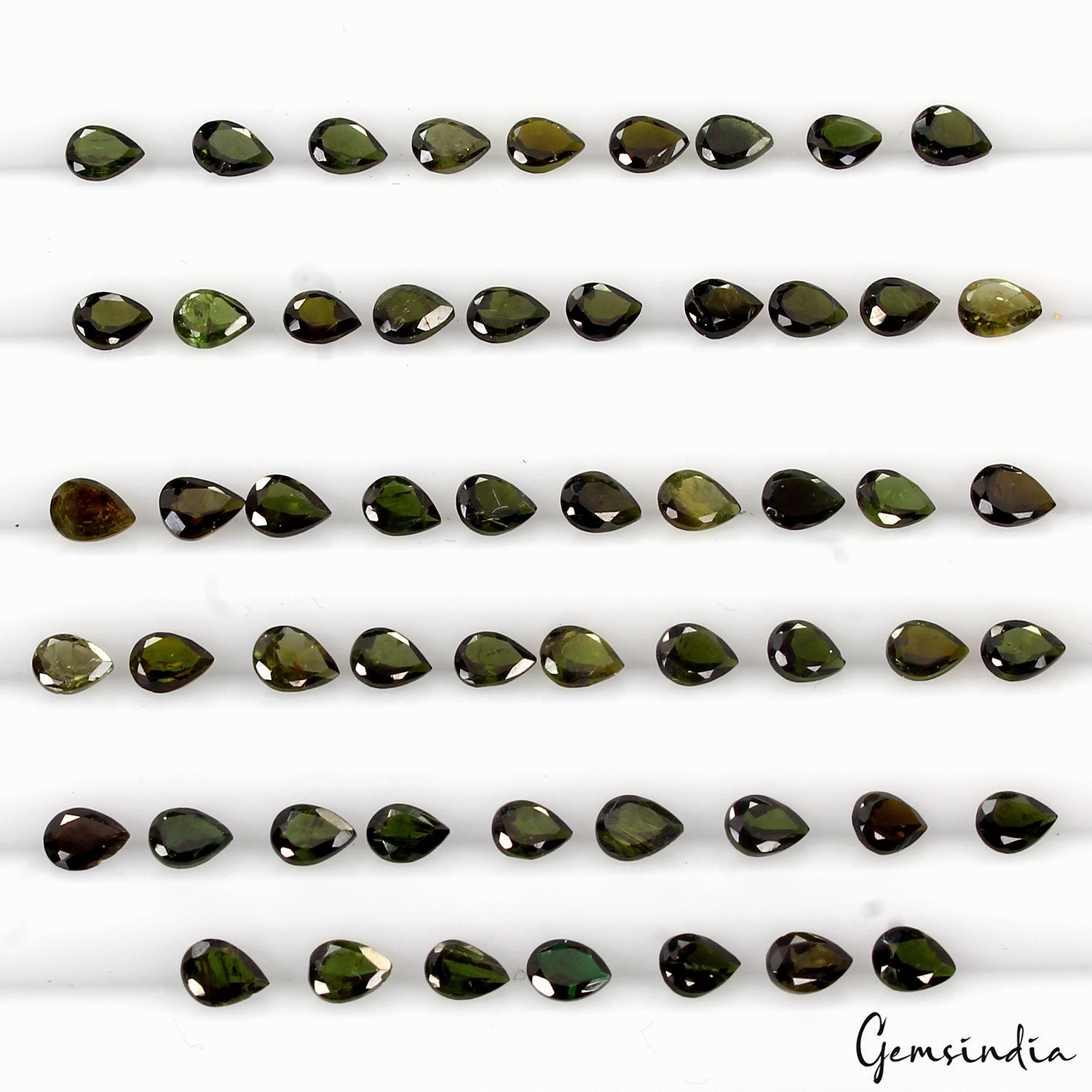 8.80 Ct Natural Unheated Green Tourmaline 4x3mm Pear Cut Loose Gemstones ~55 Pcs
