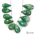 600 Cts/10 Pcs Natural Green Emerald Gem Pear Checker Cut Drill Bead/Briolettes
