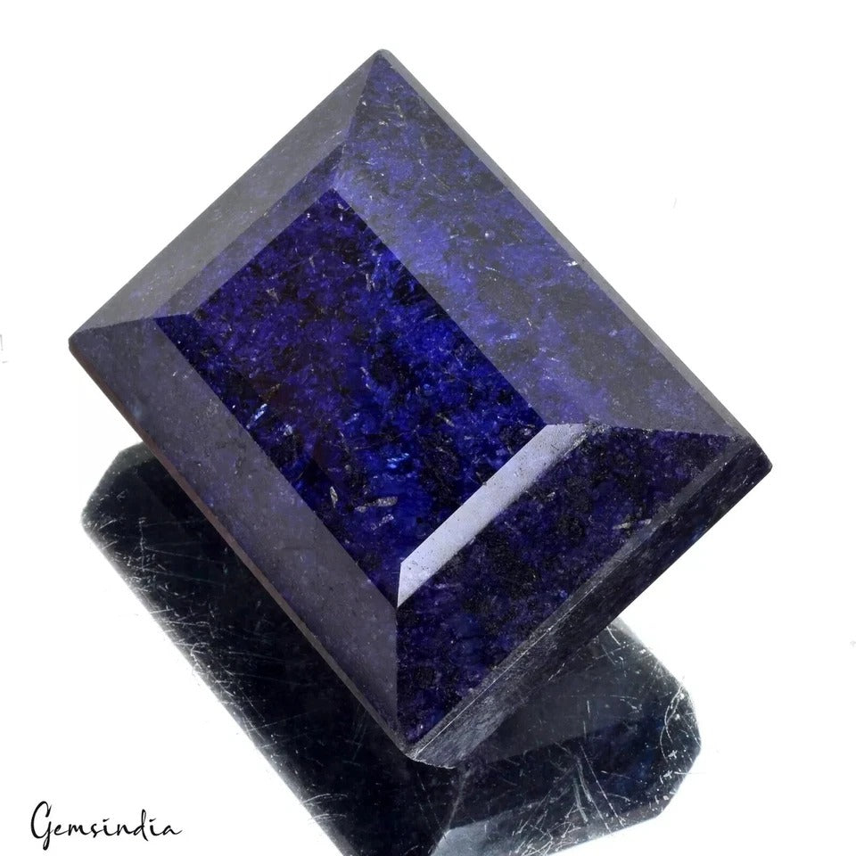 Blue Sapphire Loose Gemstone, Rectangular Cut, Color Enhanced — 80x60x42 mm, 2650 Ct, Madagascar