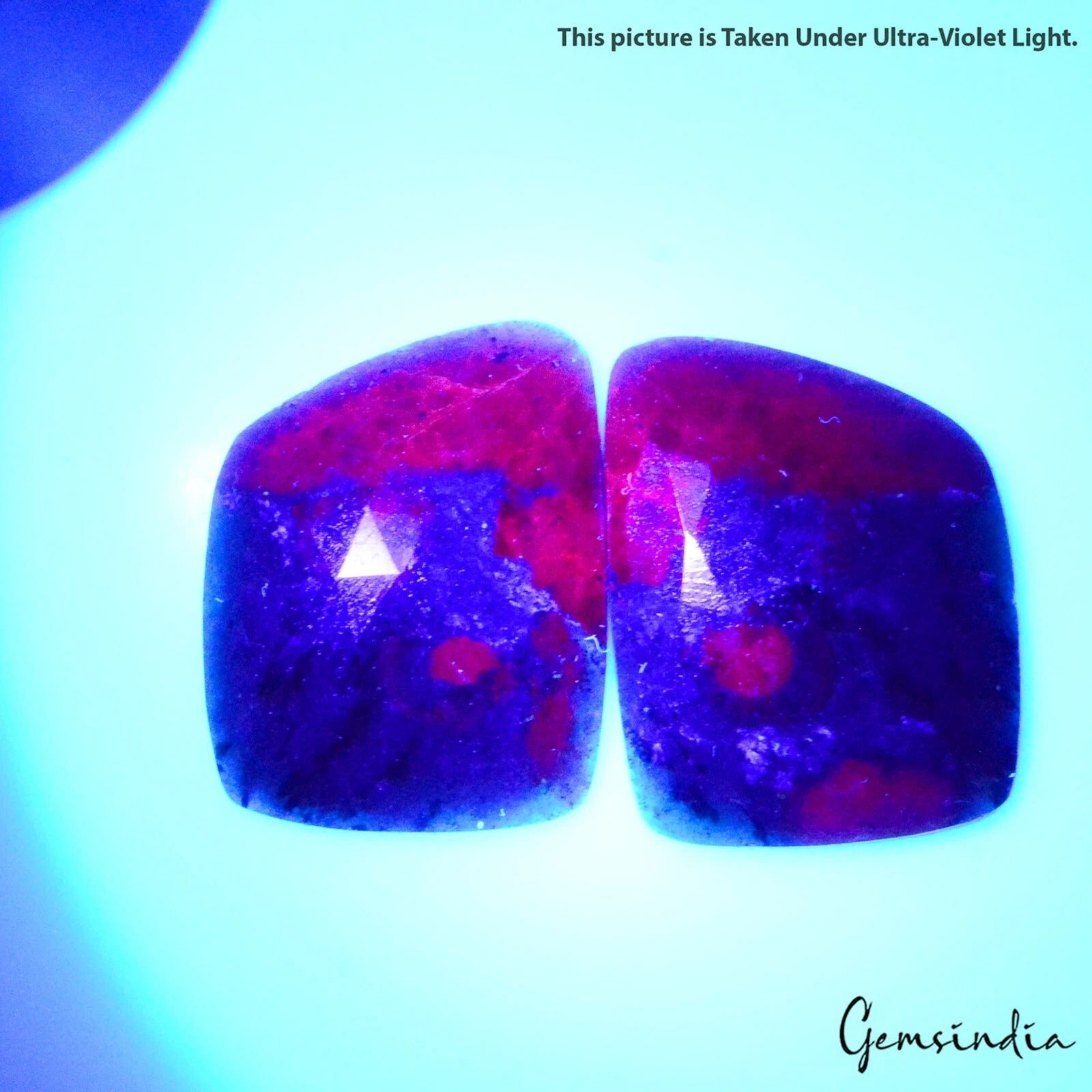 42.90Ct Natural Bi Color Ruby in Zoisite Rose Checker Cut Gems Pair For Earrings