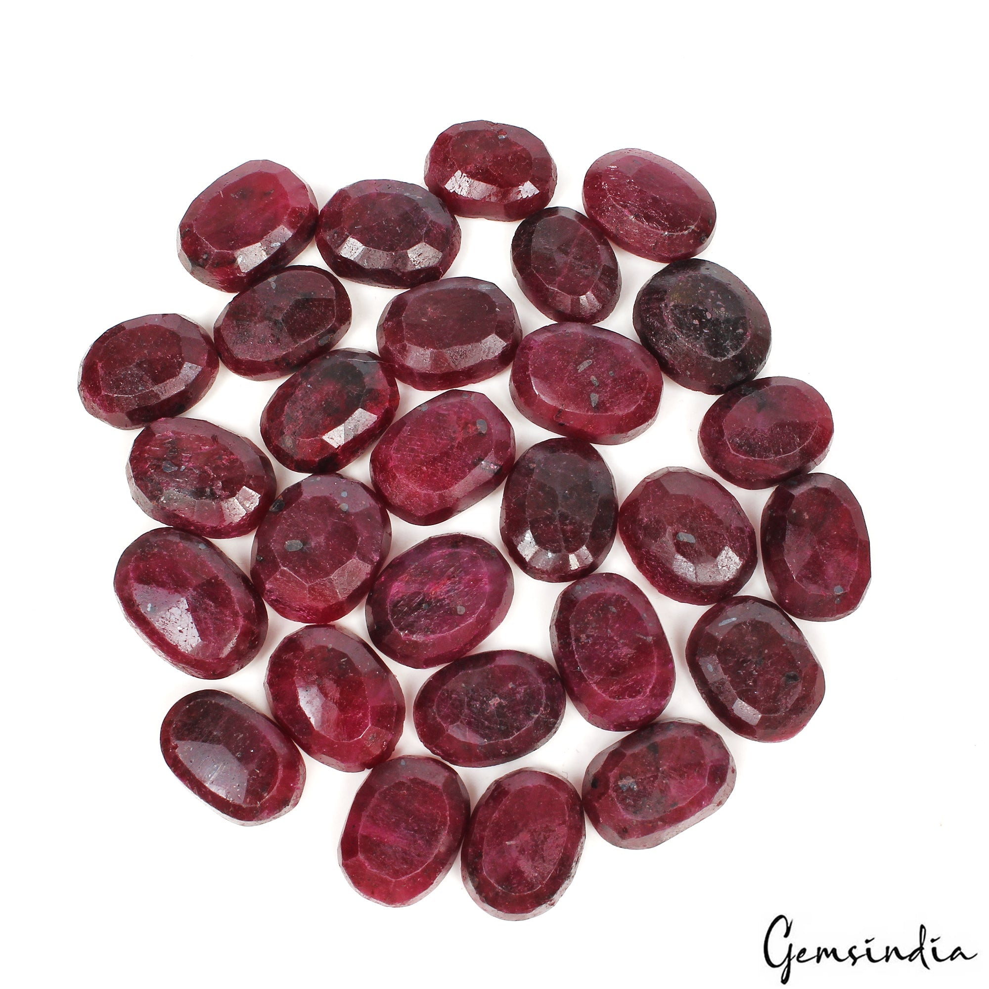 590 Ct Natural Red Ruby Oval Faceted Loose Gems Wholesale Lot 28Pc For Jewelry