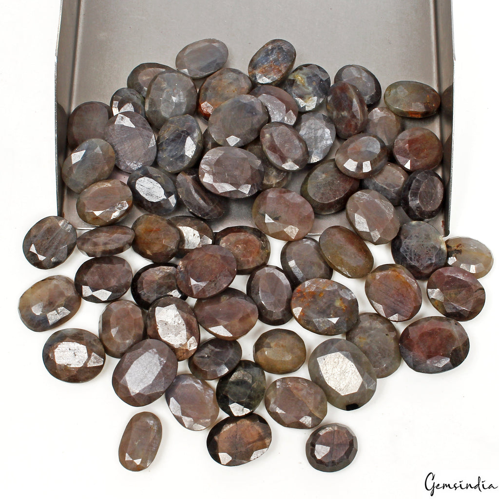 500 Ct Natural Untreated Gray Sapphire Oval Faceted Loose Gemstone Lot 65 Pcs