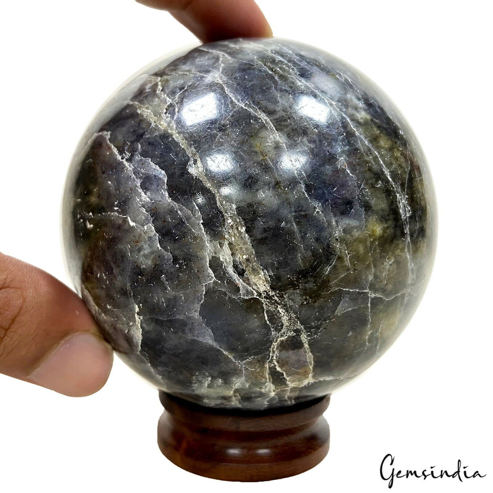 Iolite Sphere — 3.25 Inch in diameter, 3100 Ct, Madagascar
