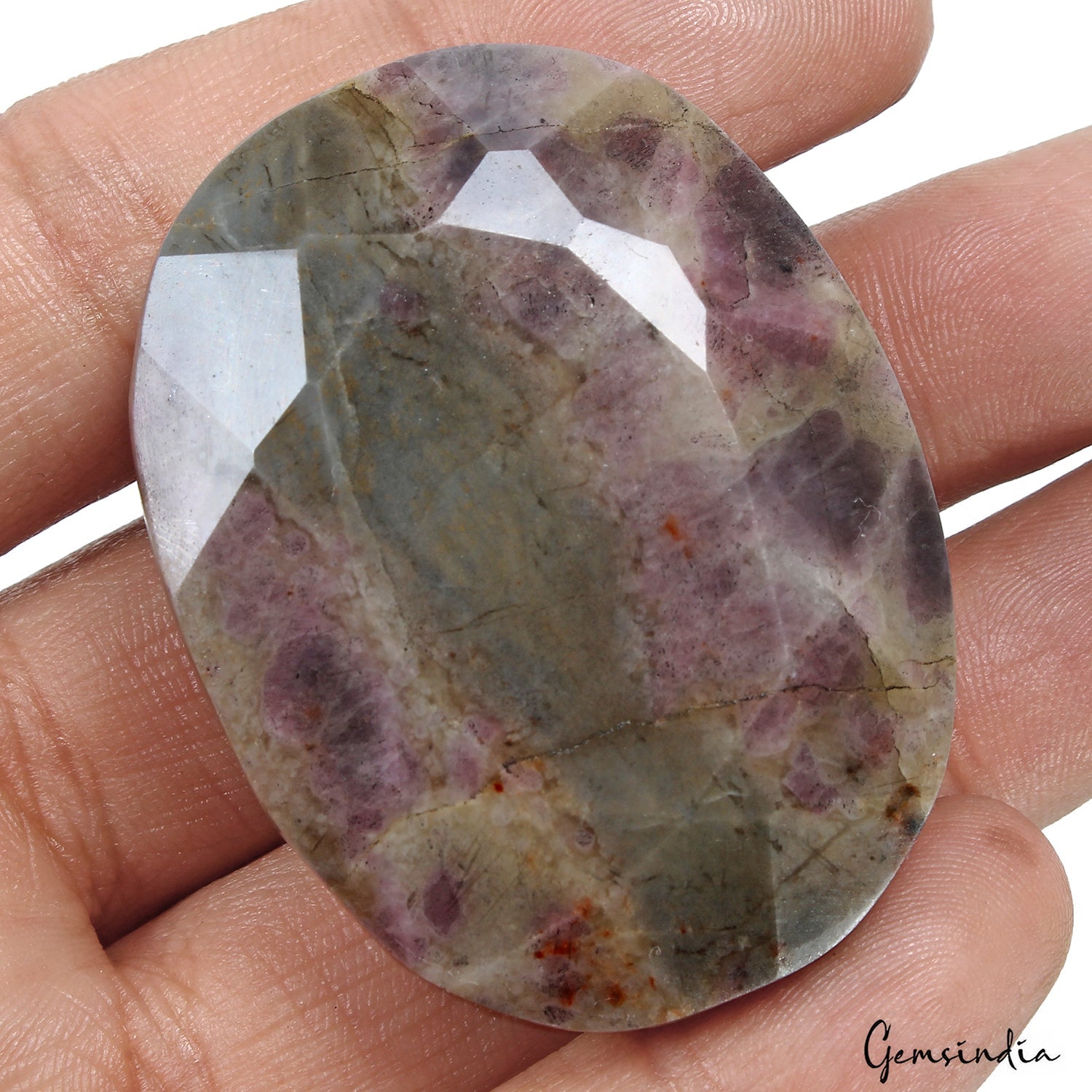 370 Ct Natural Untreated Ruby In Crystal Matrix Oval Cut Faceted Loose Gemstone