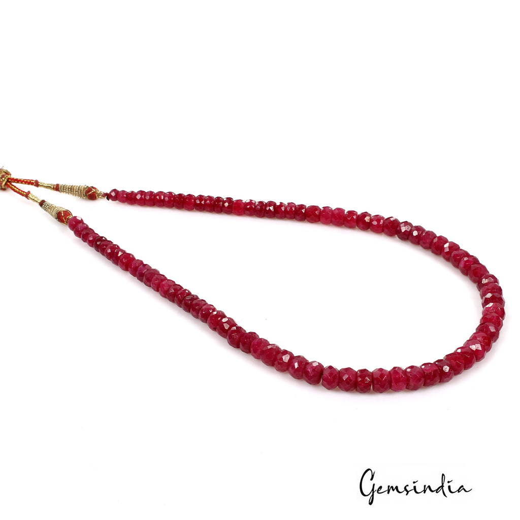 280 Ct Natural Red Quarts Round Cut Beaded Single Strand Adjustable Necklace 20"