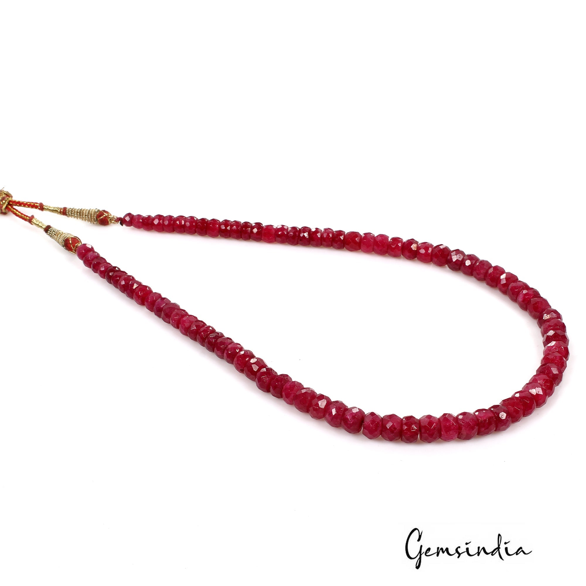 280 Ct Natural Red Quarts Round Cut Beaded Single Strand Adjustable Necklace 20"