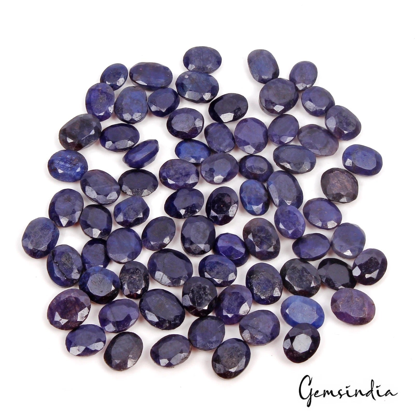 Certified 190 Cts Natural Blue Sapphire Oval Cut 7mm-10mm Loose Gemstones~72 Pcs
