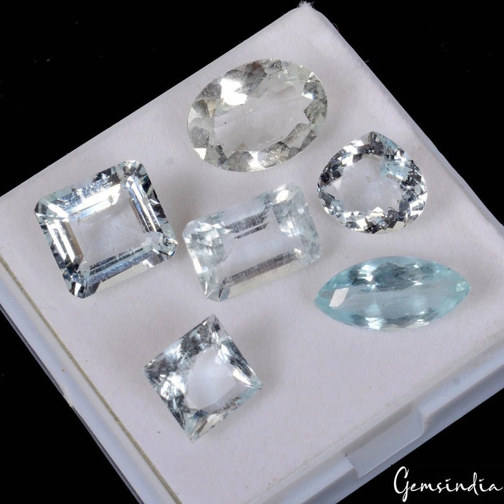 33.45Ct Aquamarine Loose Gemstones Blue Mix Shape Certified Rare Mix LOT