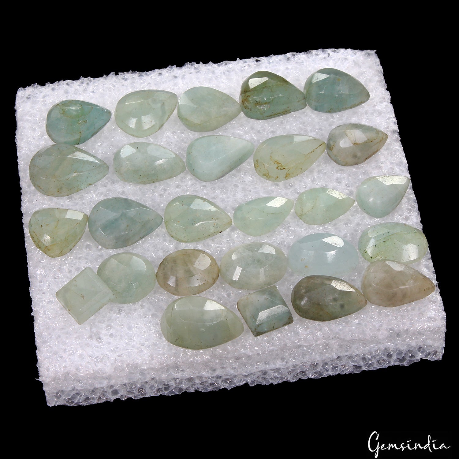 200.00 Ct/26 Pc Natural Untreated Green Blue Beryl Aquamarine Mix Cut Loose Gems