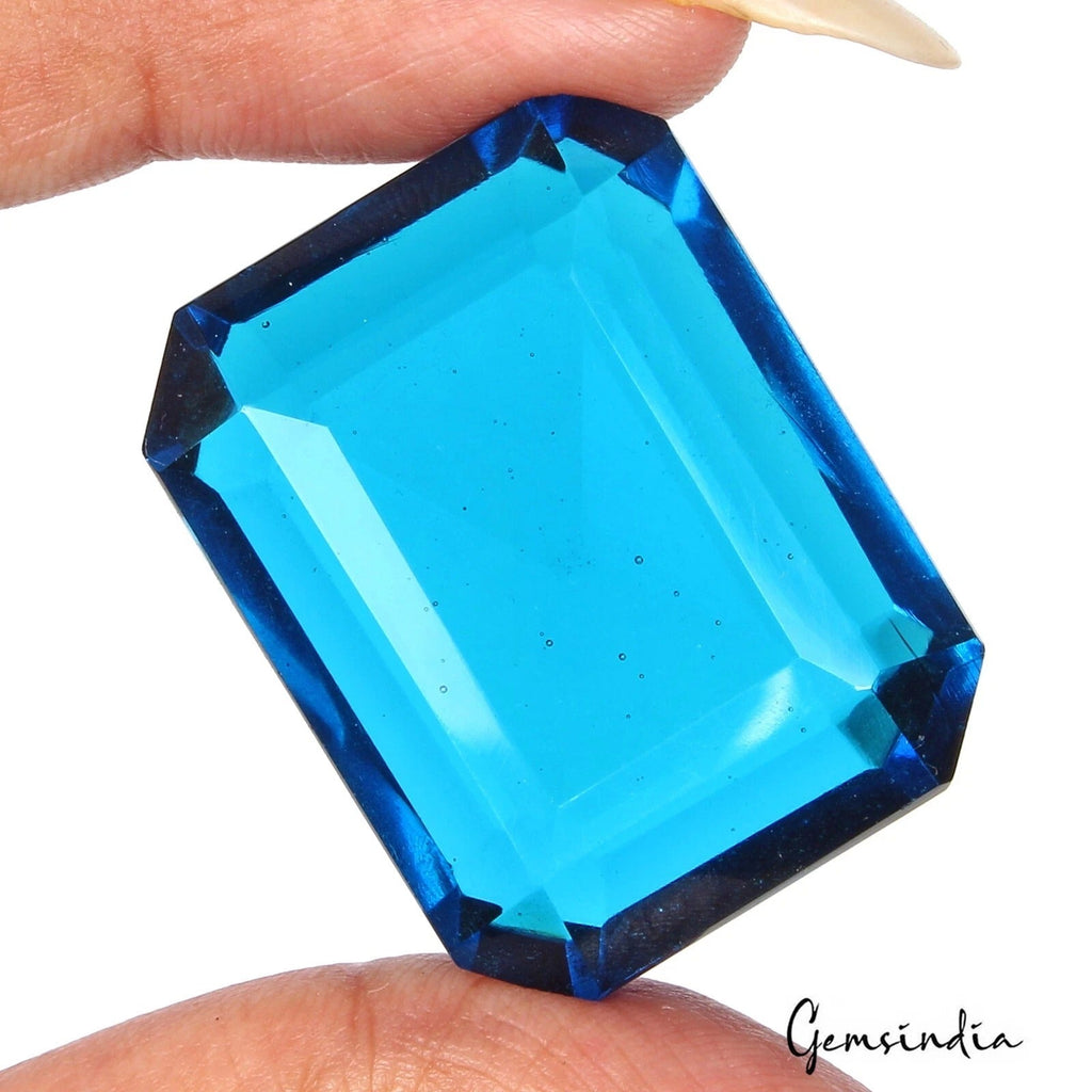 Hydro Blue Topaz Octagon Cut Faceted Pendant Size 98.00 Ct Lab-Created Loose Gem