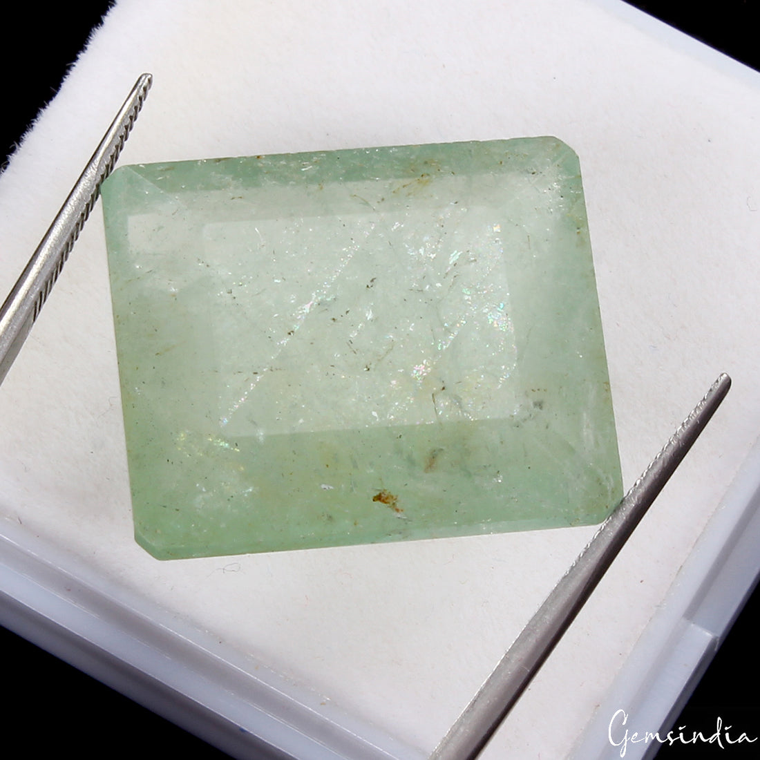Certified 37.40 Cts Green Santa Maria Aquamarine Gem From Brazil, Natural Color