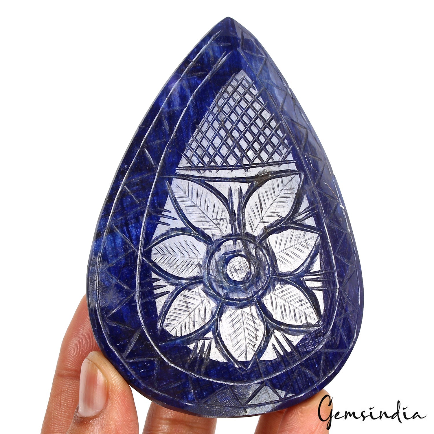 4050 Cts High Quality Natural Blue Sapphire Pear Cut Handcarved Large Gemstone