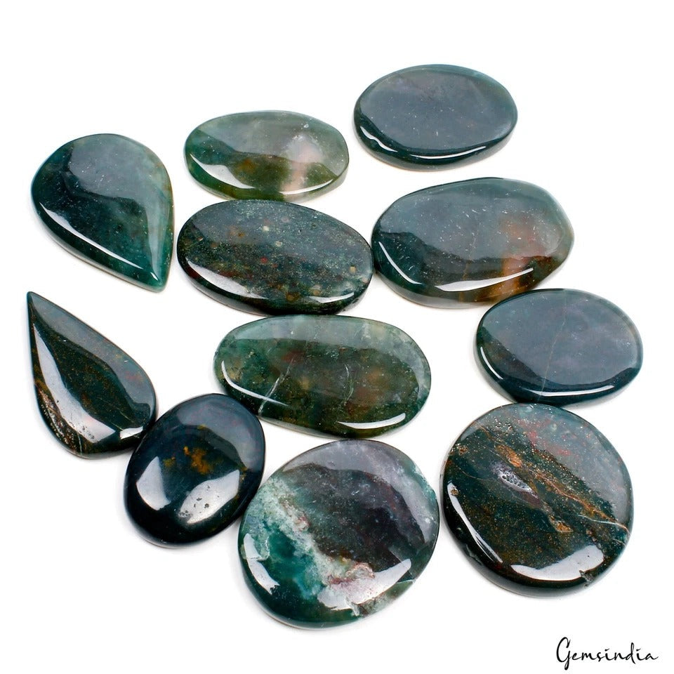 1000 Ct Natural Untreated Bloodstone Mix Cab Loose Gemstones 11 Pcs For Jewelry
