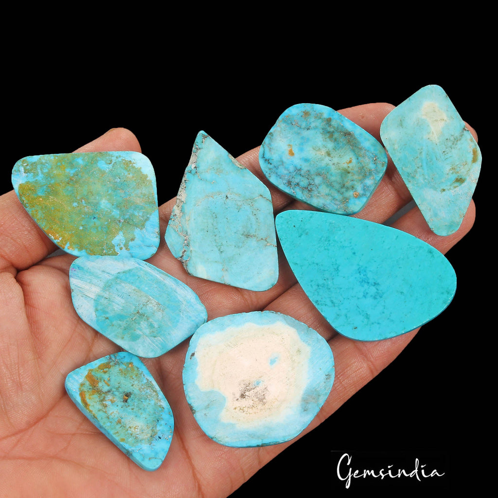 500 Cts/8 Pcs Natural Blue USA Spiderweb Turquoise Fancy Cab Wholesale Gems Lot