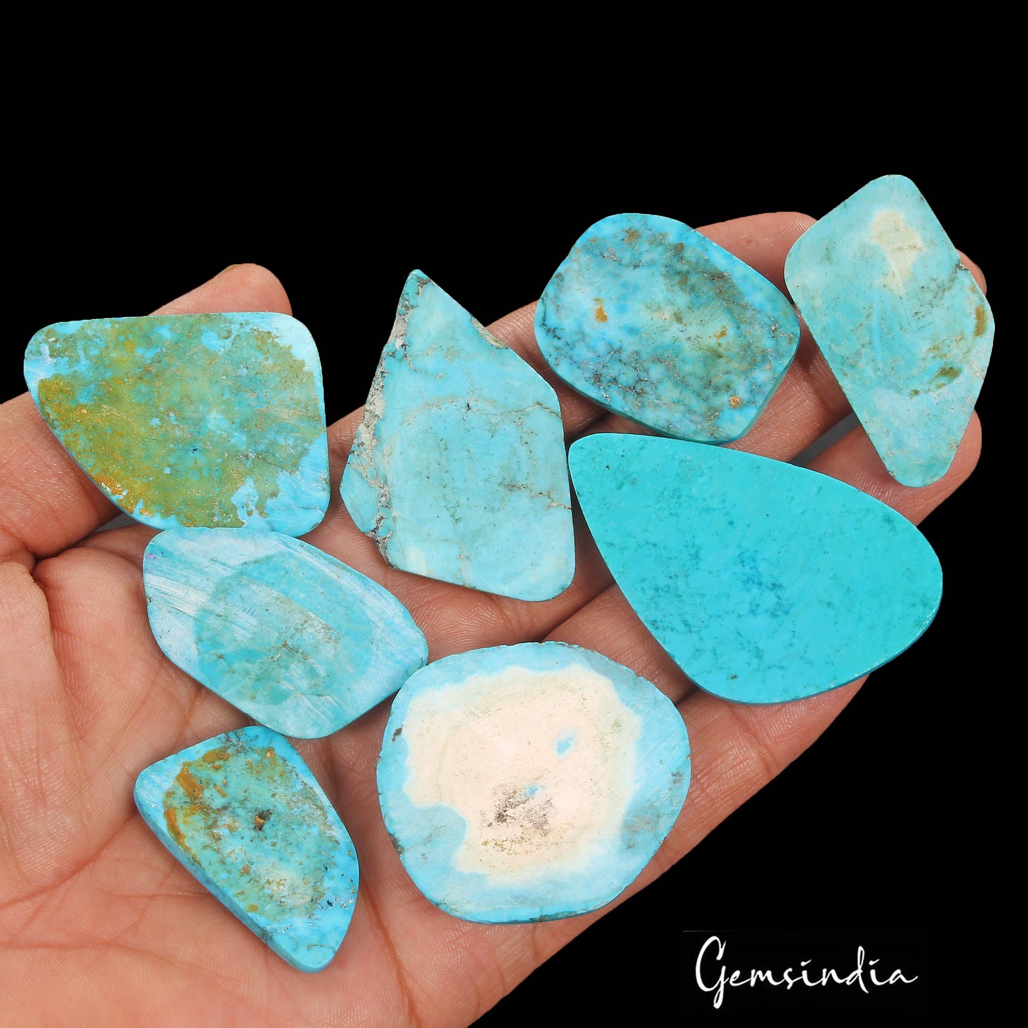 500 Cts/8 Pcs Natural Blue USA Spiderweb Turquoise Fancy Cab Wholesale Gems Lot