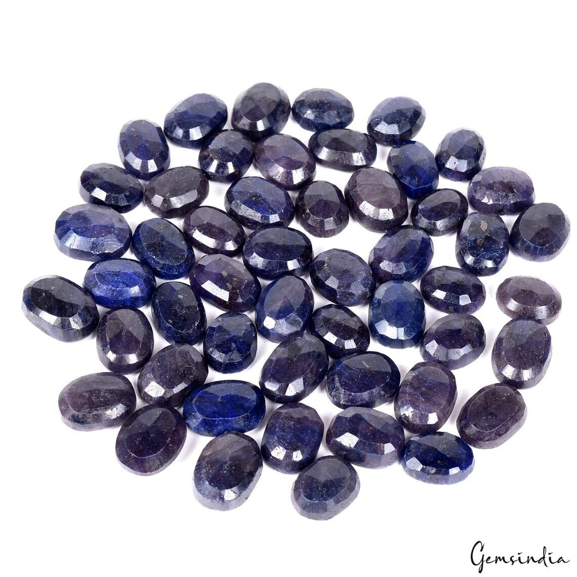 Blue Sapphire Lot, Loose Gemstone, Color Enhanced — 51 Pieces, 14mm to 19mm, 1000 Ct