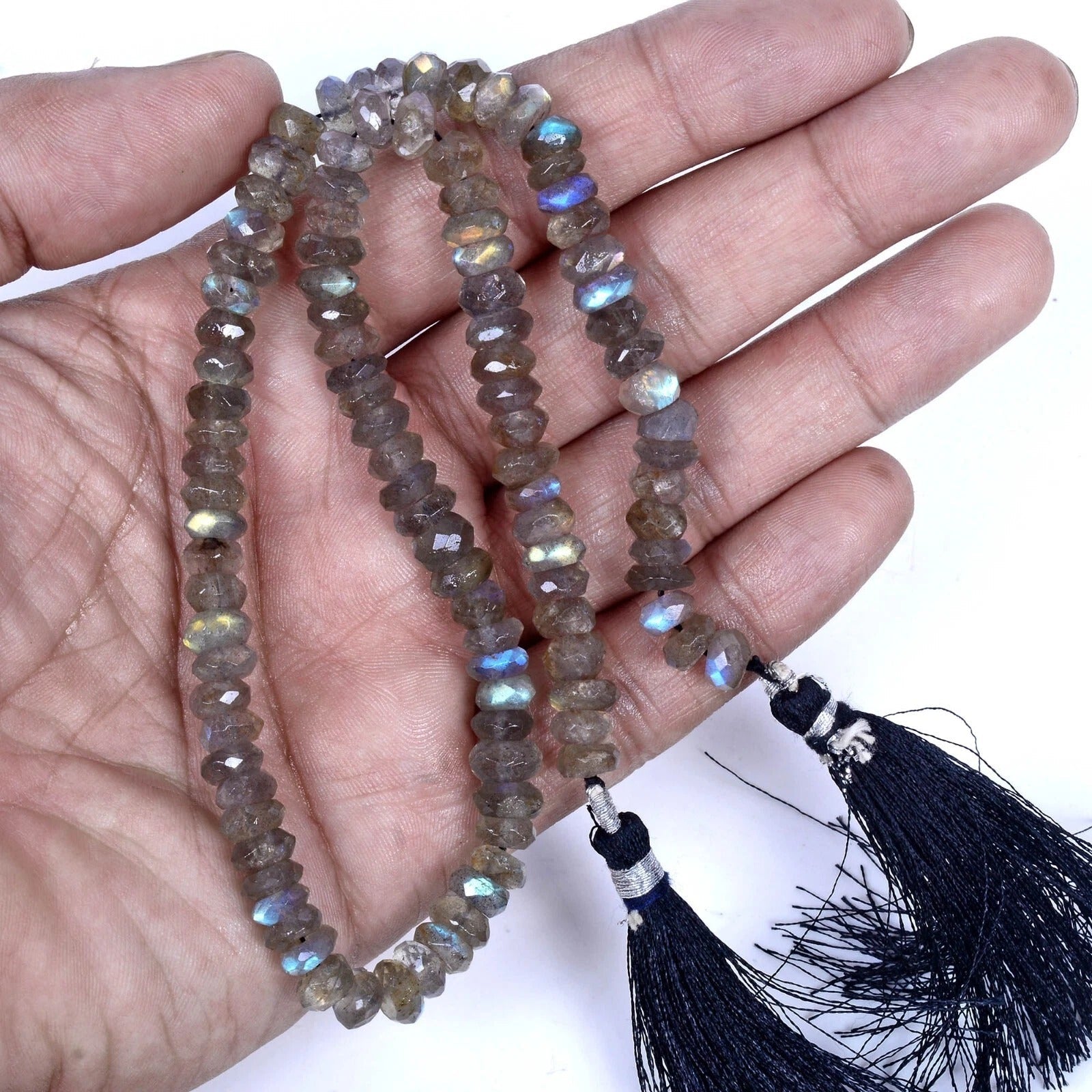 160 Cts Natural Multi shine Labradorite Round Cut Beads Strand 15" For jewelry